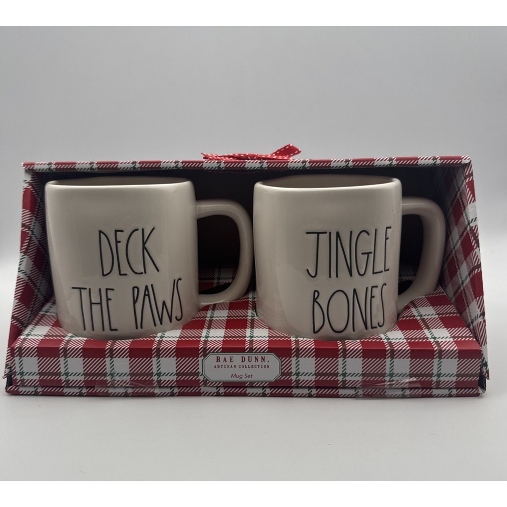 Rae Dunn By Magenta-Deck The Paws and Jingle Bones Mug Set  NIB